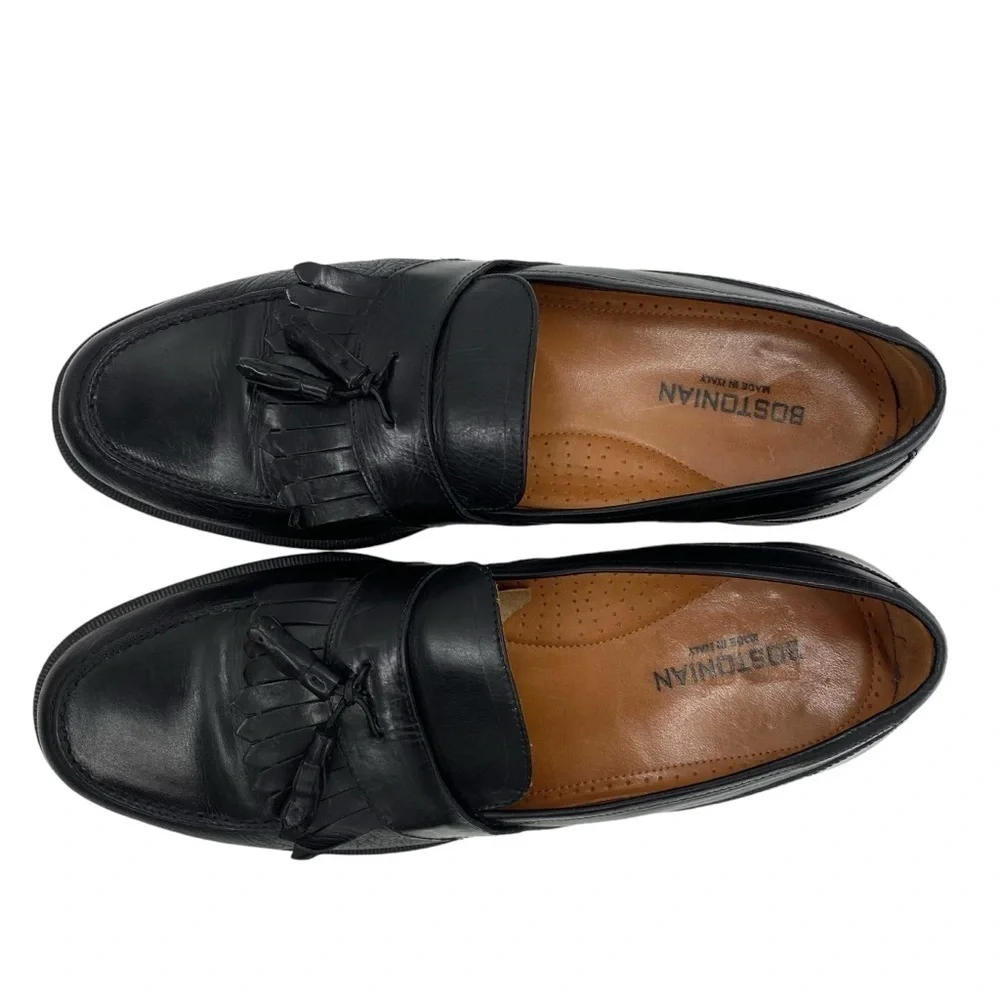 Bostonian Black Leather Classic Tassel Loafers Dress Shoes